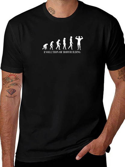 Camiseta Negra Evolución del Bodybuilding para Hombre