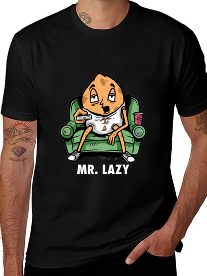 Camiseta Negra Mr. Lazy con Diseño Divertido