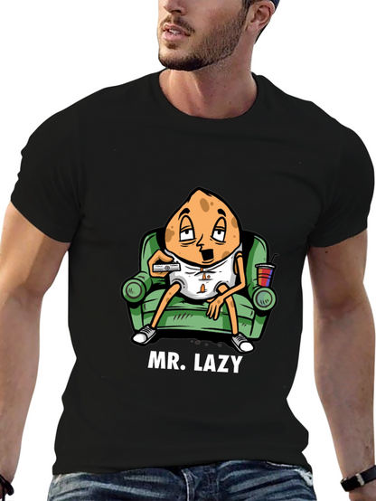 Camiseta Negra Mr. Lazy con Diseño Divertido