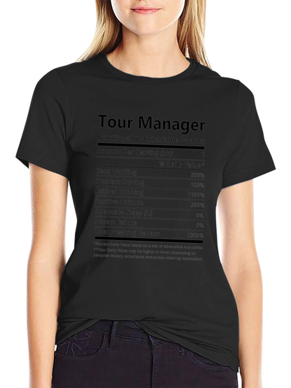 Camiseta Negra Tour Manager - Factores Nutricionales
