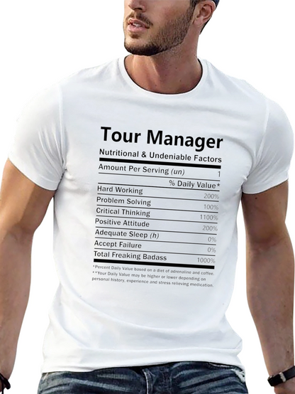 Camiseta Negra Tour Manager - Factores Nutricionales