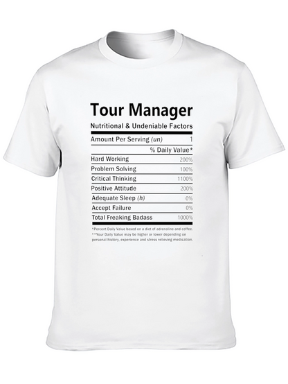 Camiseta Negra Tour Manager - Factores Nutricionales