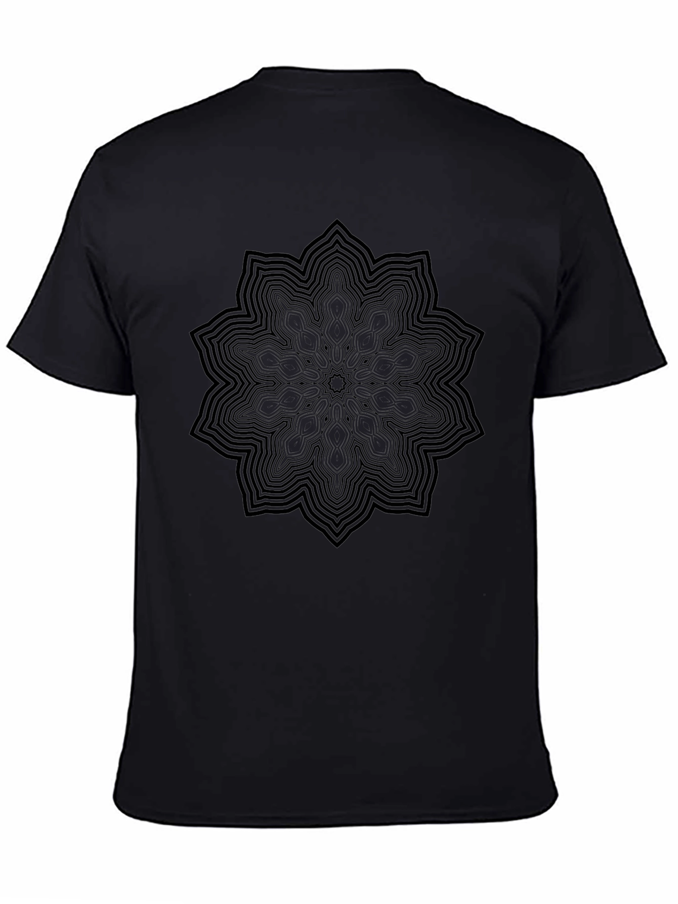 Camiseta Negra Mandala Hombre Casual Diseño Único