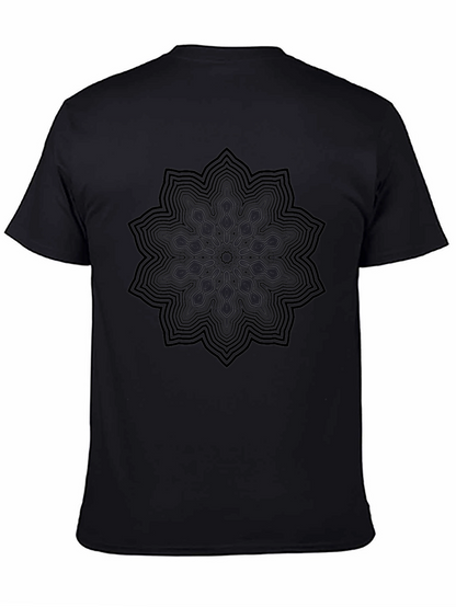Camiseta Negra Mandala Hombre Casual Diseño Único
