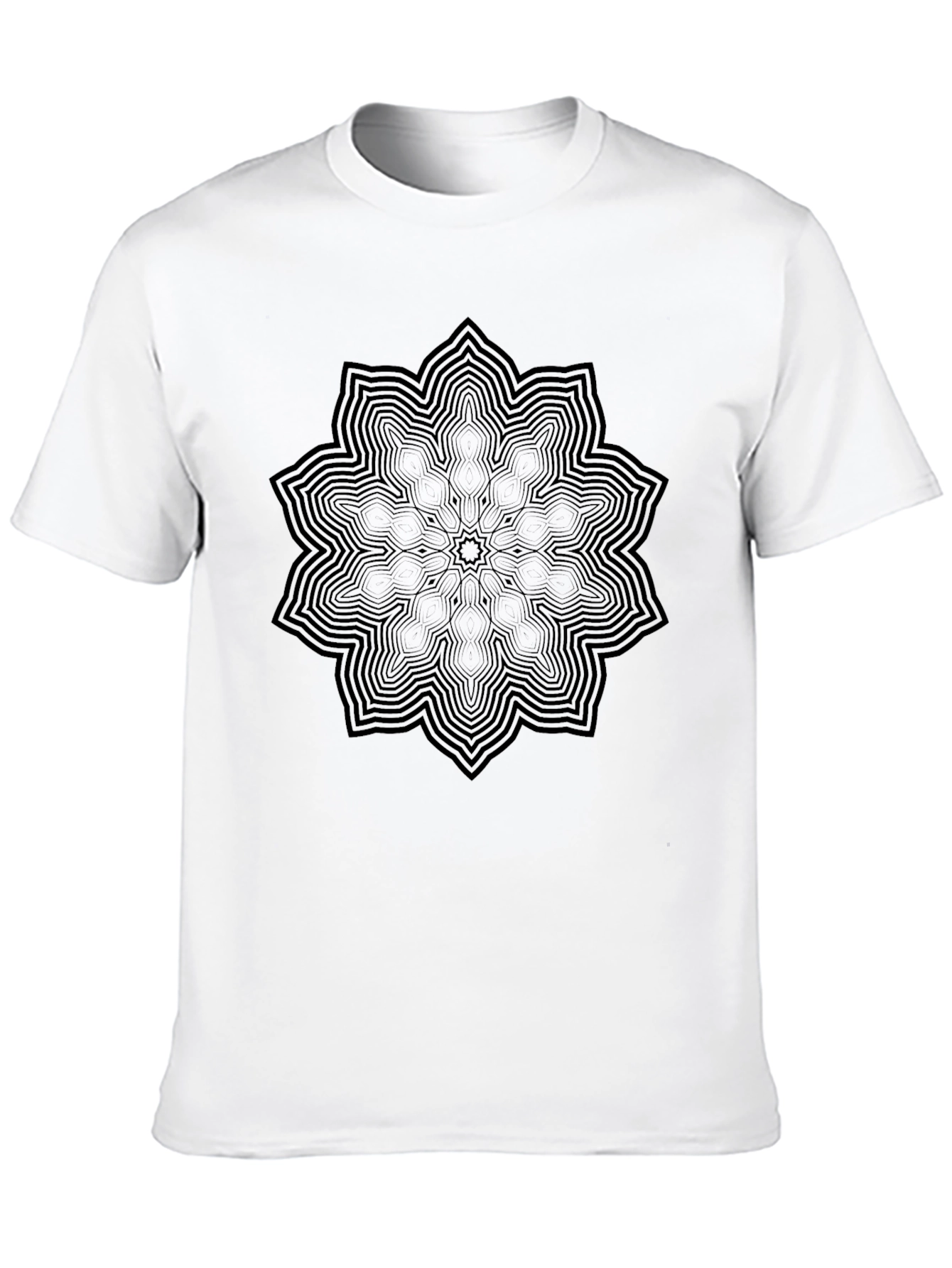 Camiseta Negra Mandala Hombre Casual Diseño Único