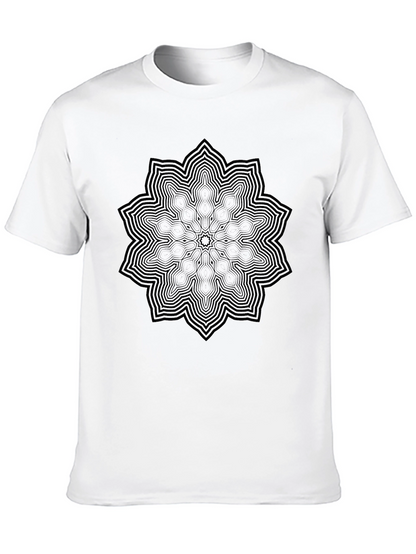 Camiseta Negra Mandala Hombre Casual Diseño Único