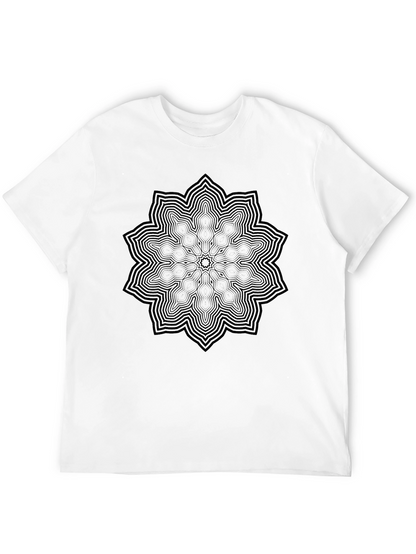 Camiseta Negra Mandala Hombre Casual Diseño Único