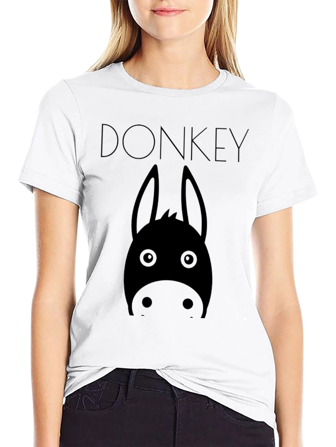 Camiseta Negra Estampado Burro Divertido