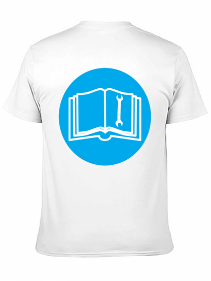 Camiseta Negra con Diseño de Libro y Llave Inglesa