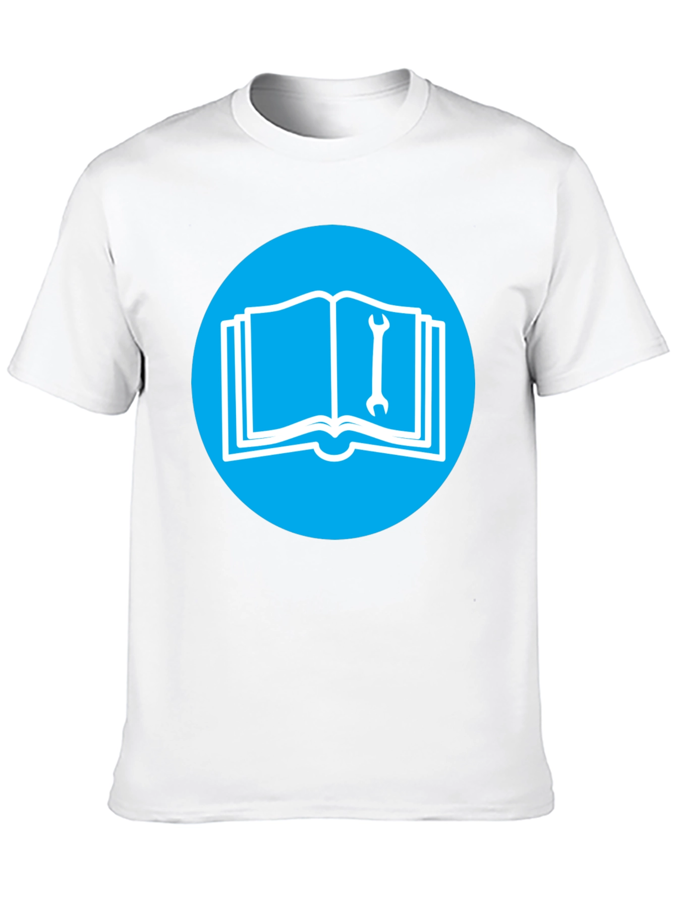 Camiseta Negra con Diseño de Libro y Llave Inglesa