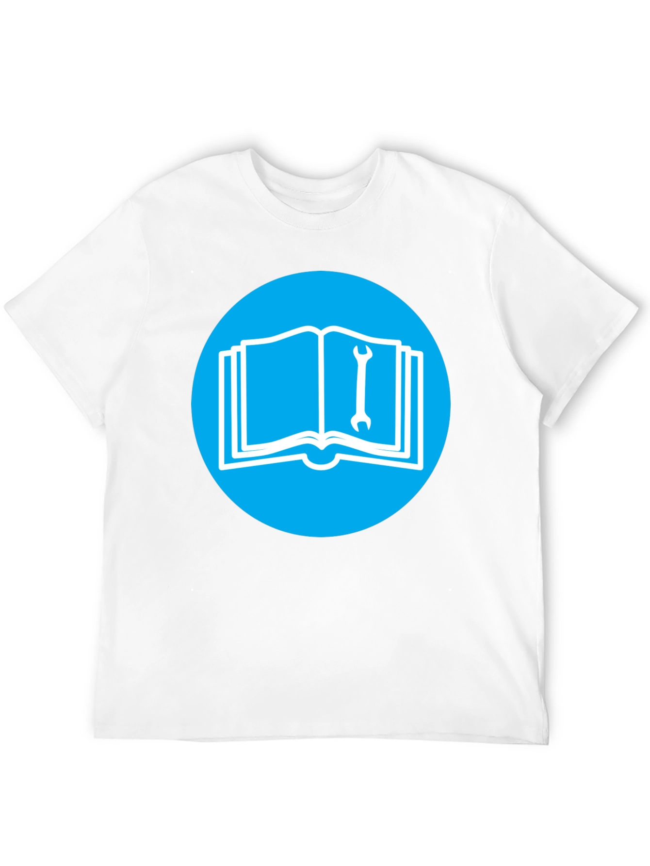 Camiseta Negra con Diseño de Libro y Llave Inglesa