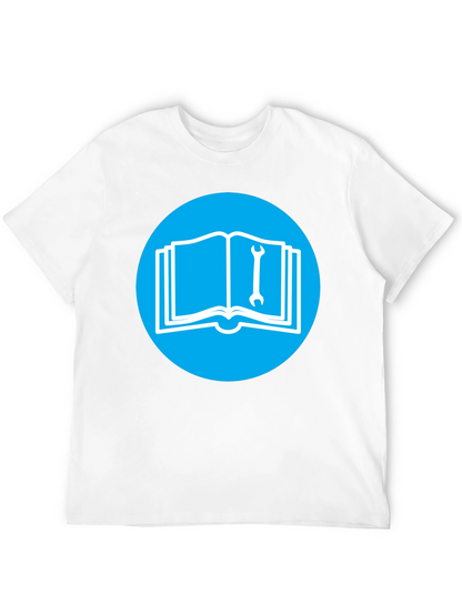 Camiseta Negra con Diseño de Libro y Llave Inglesa