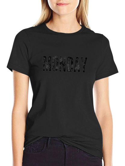 Camiseta Negra Hombre - Diseño MONDAY Casual