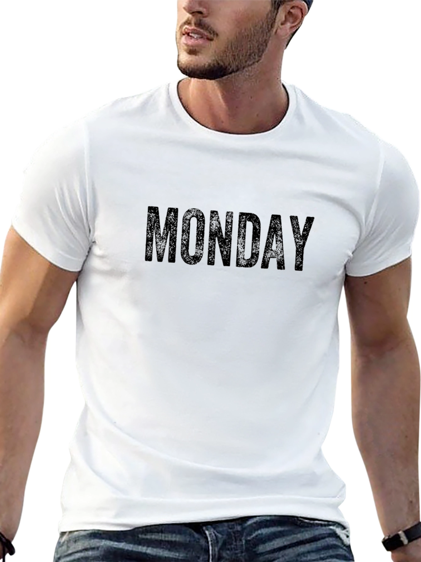 Camiseta Negra Hombre - Diseño MONDAY Casual