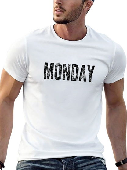 Camiseta Negra Hombre - Diseño MONDAY Casual
