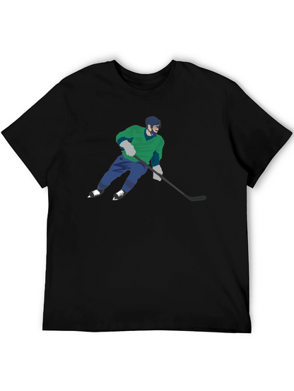 Camiseta Negra con Diseño de Jugador de Hockey