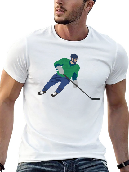 Camiseta Negra con Diseño de Jugador de Hockey