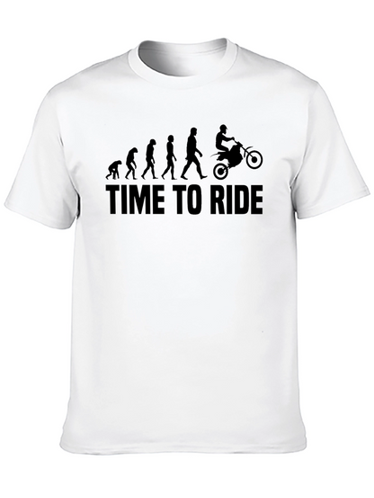 Camiseta Negra Time To Ride Evolución Motociclismo
