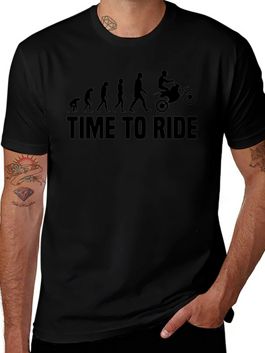 Camiseta Negra Time To Ride Evolución Motociclismo