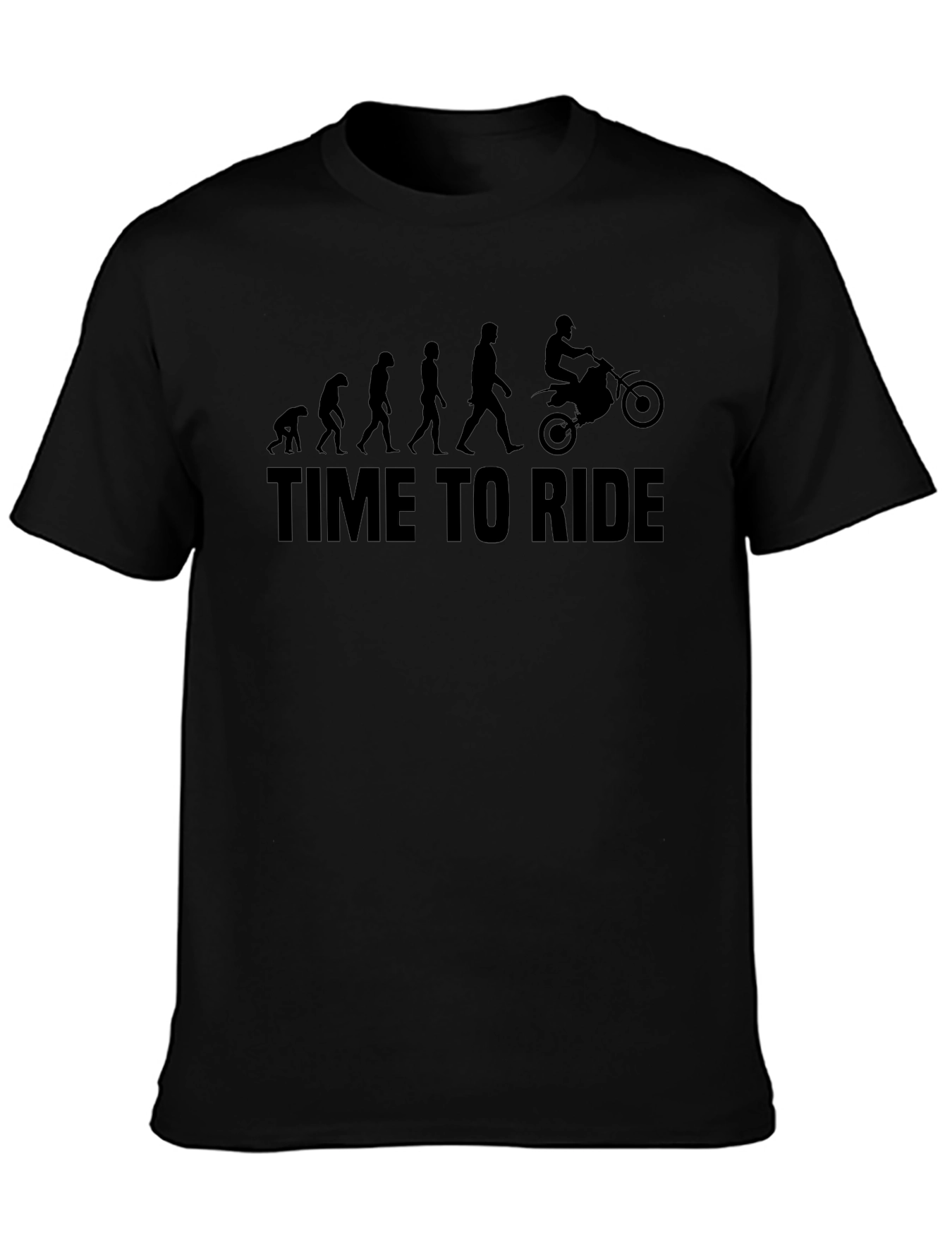 Camiseta Negra Time To Ride Evolución Motociclismo