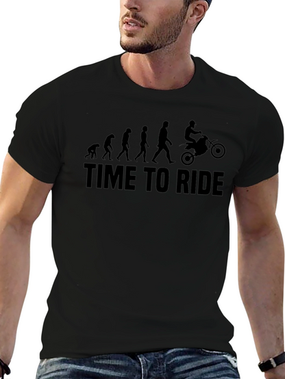 Camiseta Negra Time To Ride Evolución Motociclismo
