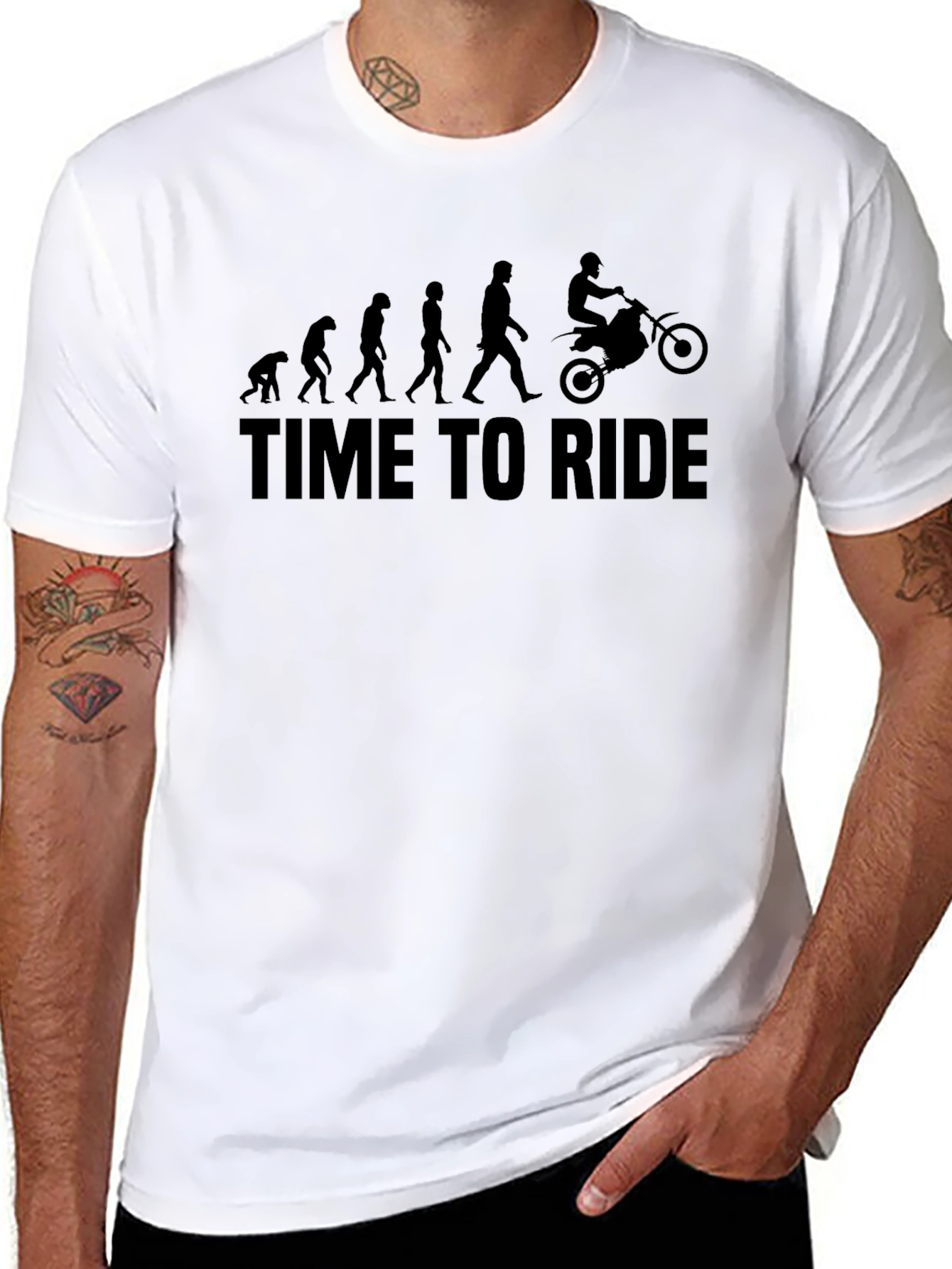 Camiseta Negra Time To Ride Evolución Motociclismo