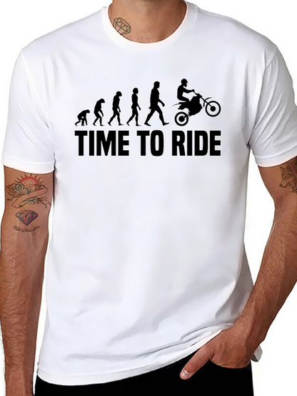 Camiseta Negra Time To Ride Evolución Motociclismo