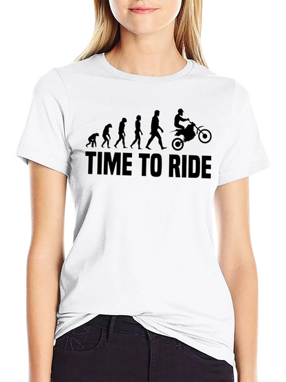 Camiseta Negra Time To Ride Evolución Motociclismo