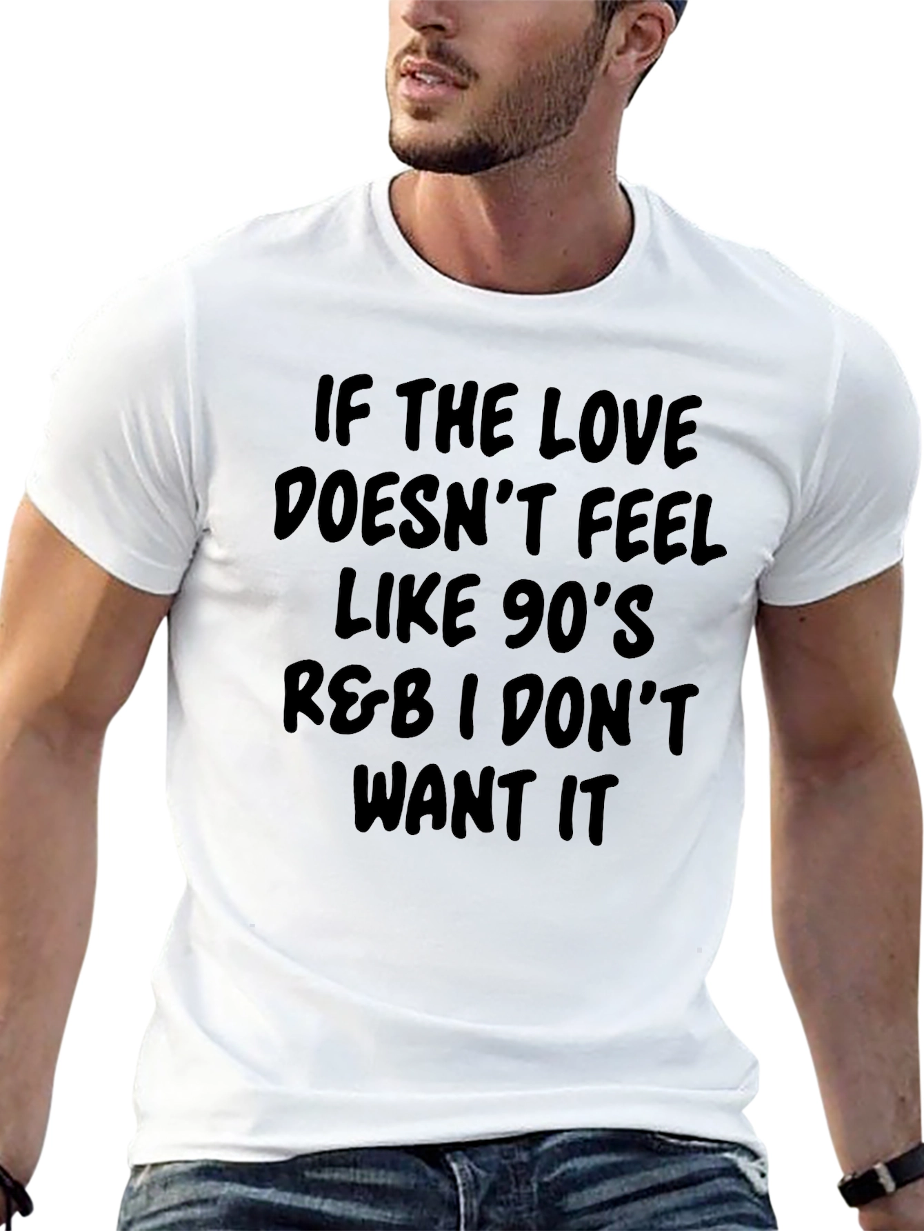 Camiseta Negra con Mensaje R&B de los 90