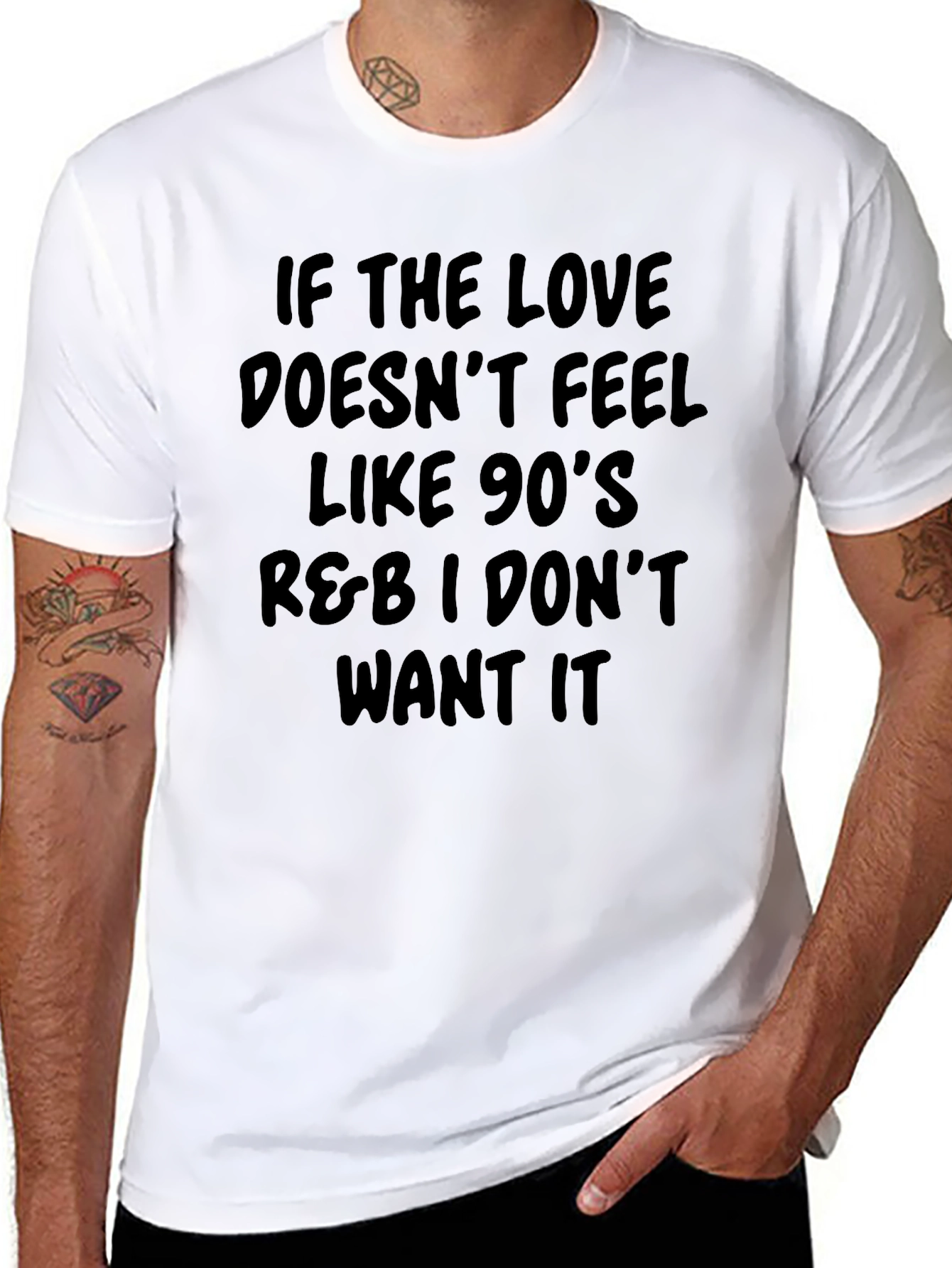 Camiseta Negra con Mensaje R&B de los 90