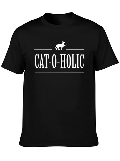 Camiseta Negra Cat-O-Holic para Amantes de los Gatos