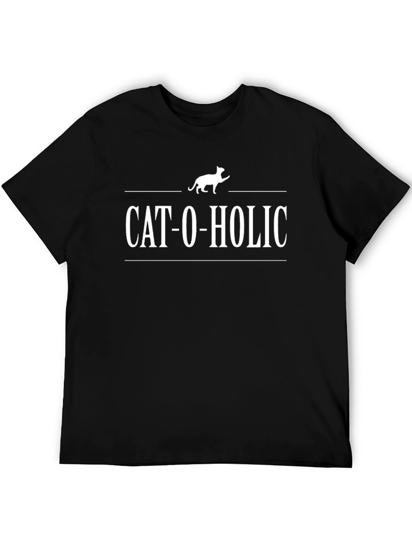 Camiseta Negra Cat-O-Holic para Amantes de los Gatos