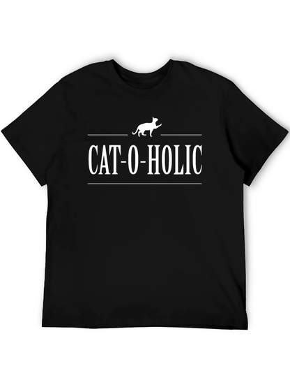 Camiseta Negra Cat-O-Holic para Amantes de los Gatos