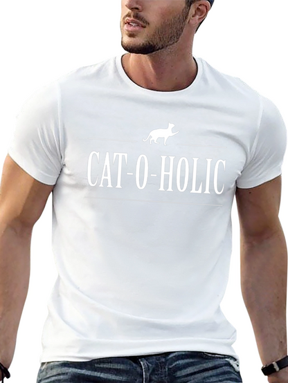 Camiseta Negra Cat-O-Holic para Amantes de los Gatos