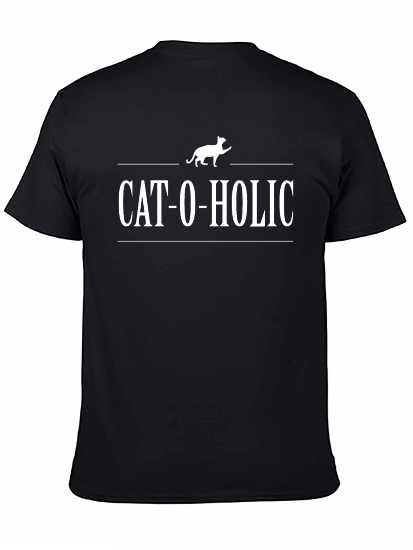 Camiseta Negra Cat-O-Holic para Amantes de los Gatos
