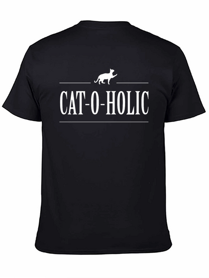 Camiseta Negra Cat-O-Holic para Amantes de los Gatos