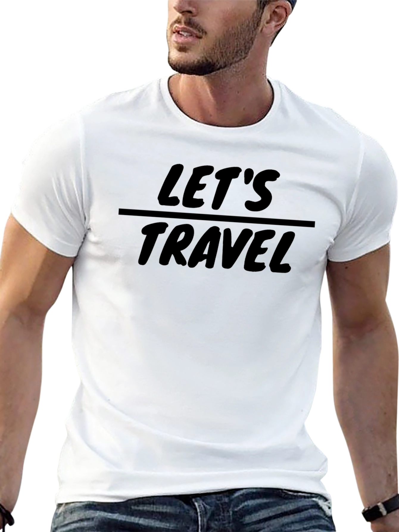 Camiseta Negra Lets Travel para Aventura