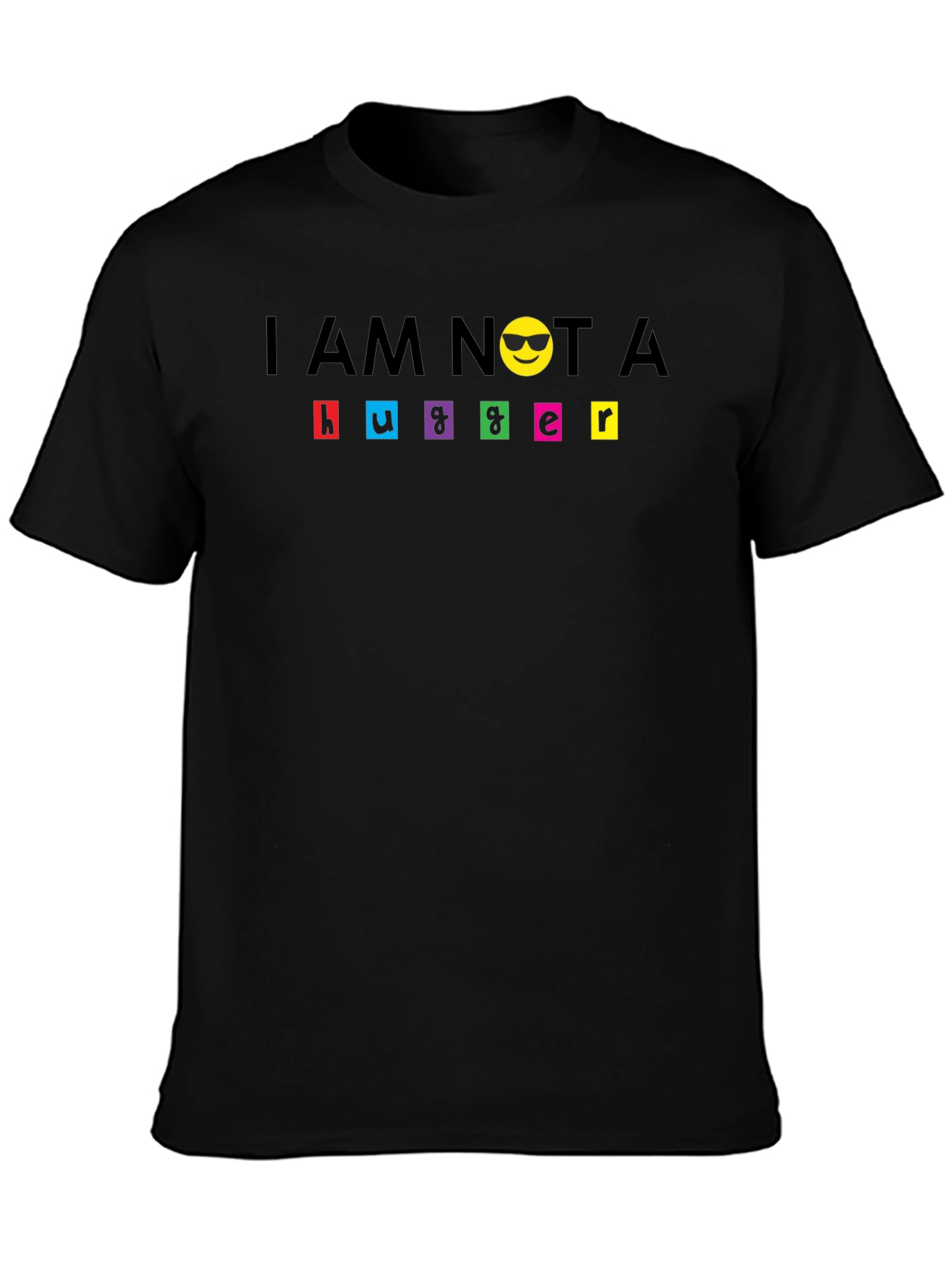 Camiseta Negra No Soy Abrazador con Emoji