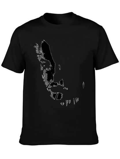 Camiseta Negra Hombre con Diseño Abstracto Moderno