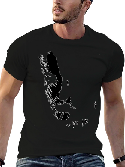 Camiseta Negra Hombre con Diseño Abstracto Moderno