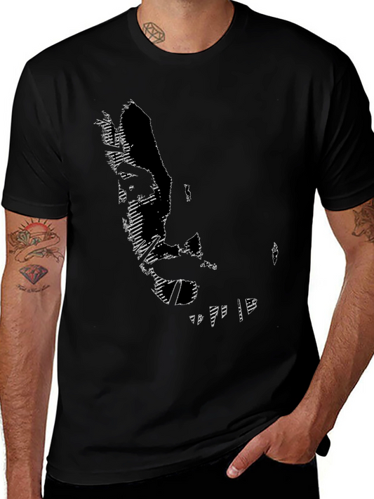 Camiseta Negra Hombre con Diseño Abstracto Moderno