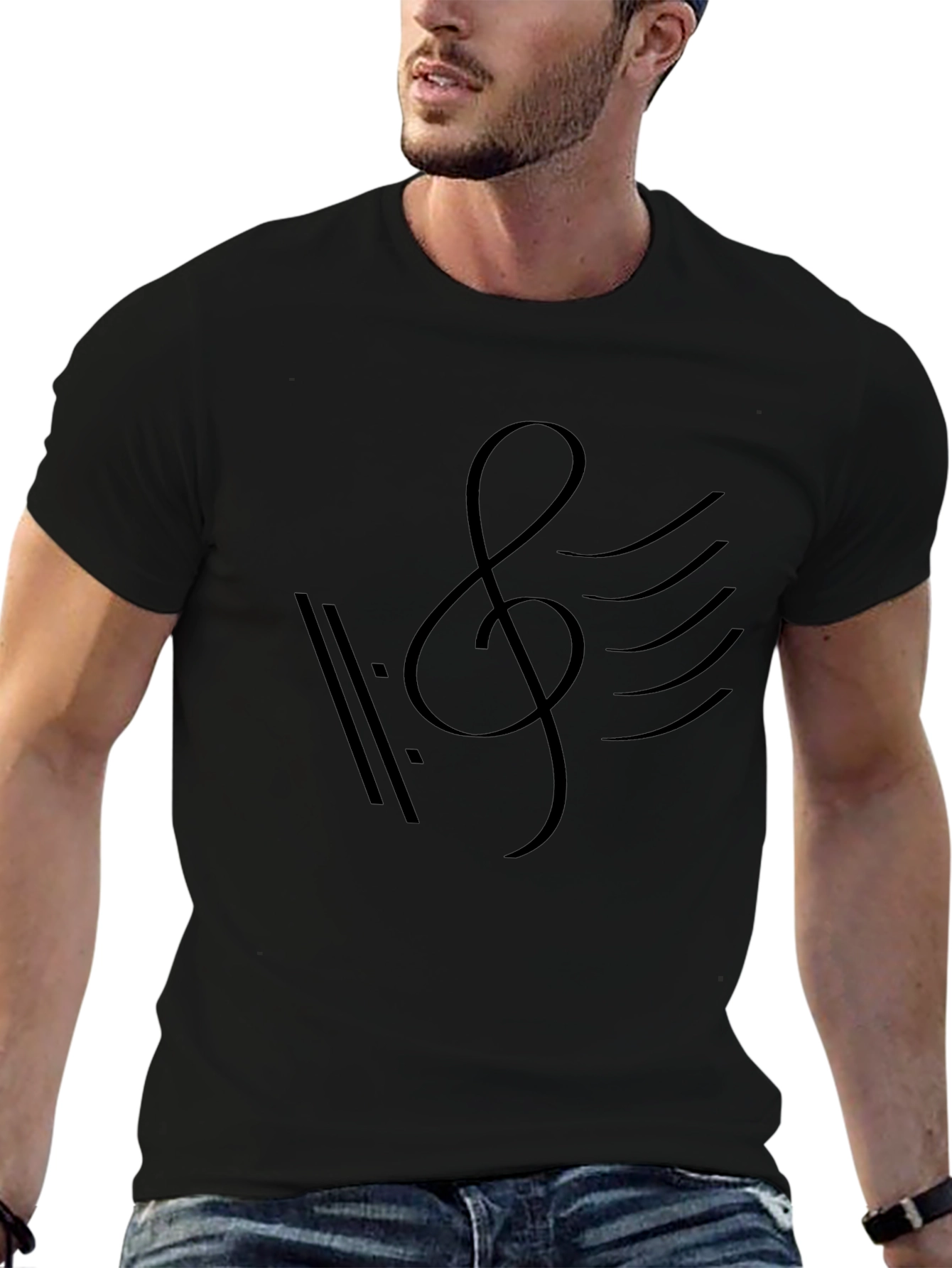 Camiseta Negra con Diseño Musical