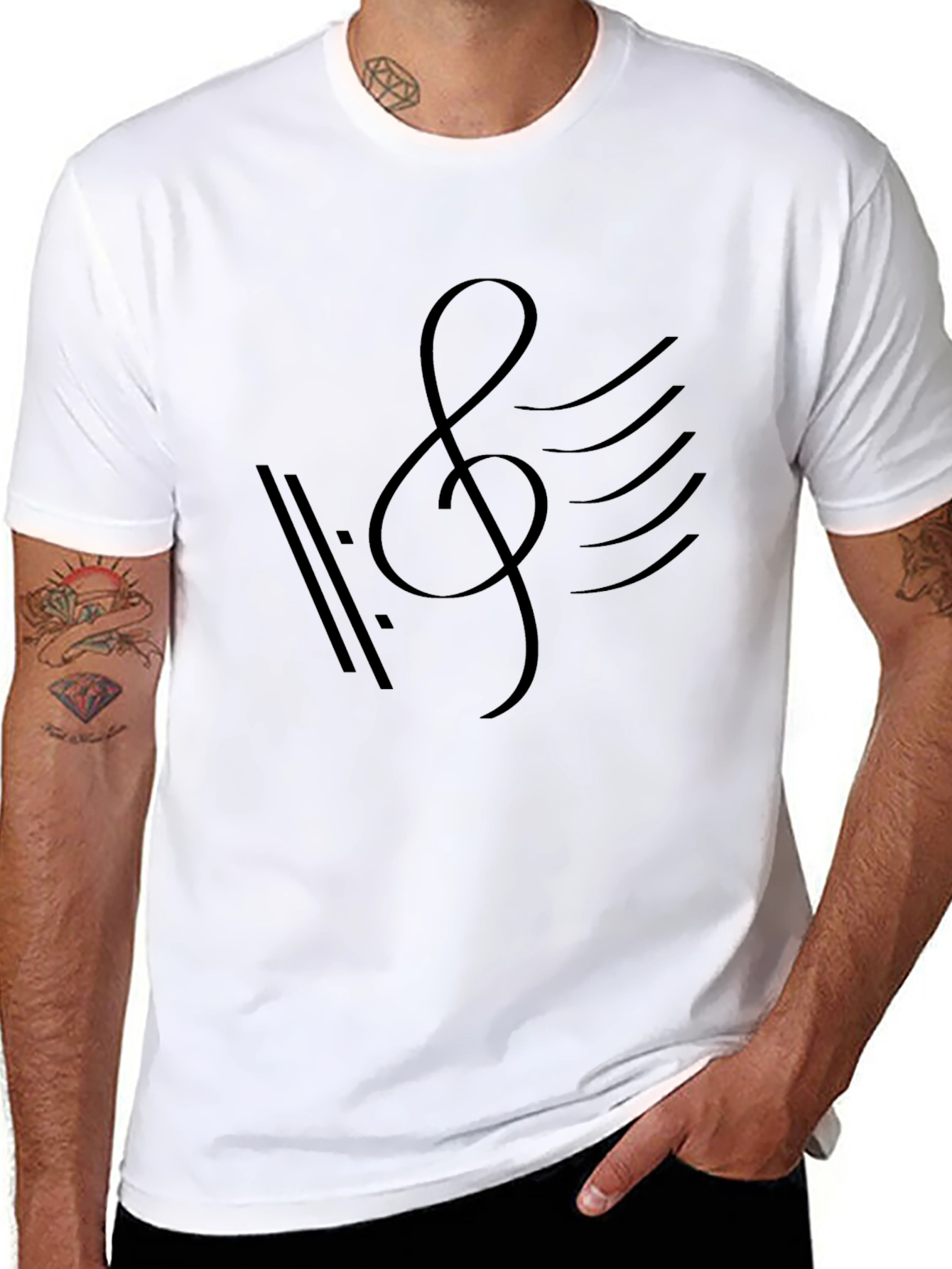 Camiseta Negra con Diseño Musical