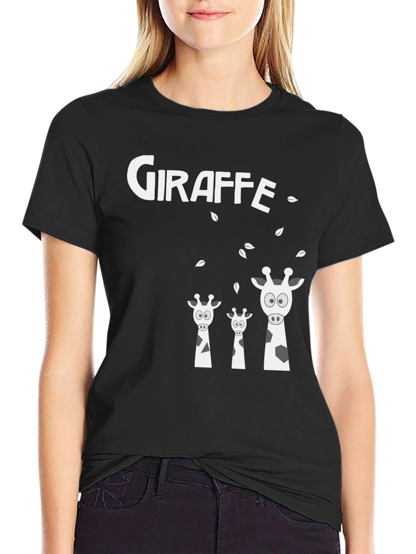 Camiseta Negra de Jirafas Divertida y Original