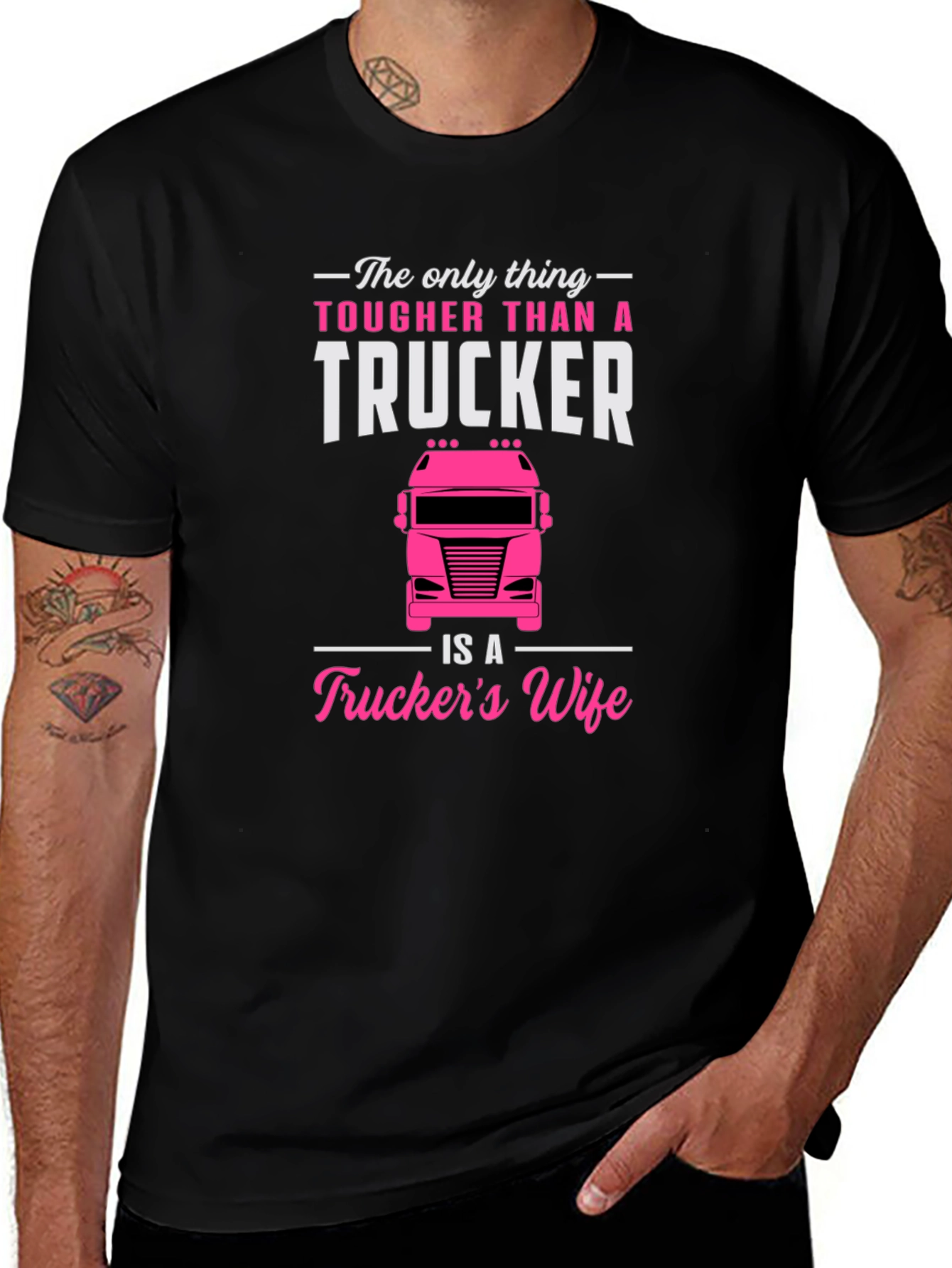 Camiseta Negra para Hombre - Truckers Wife