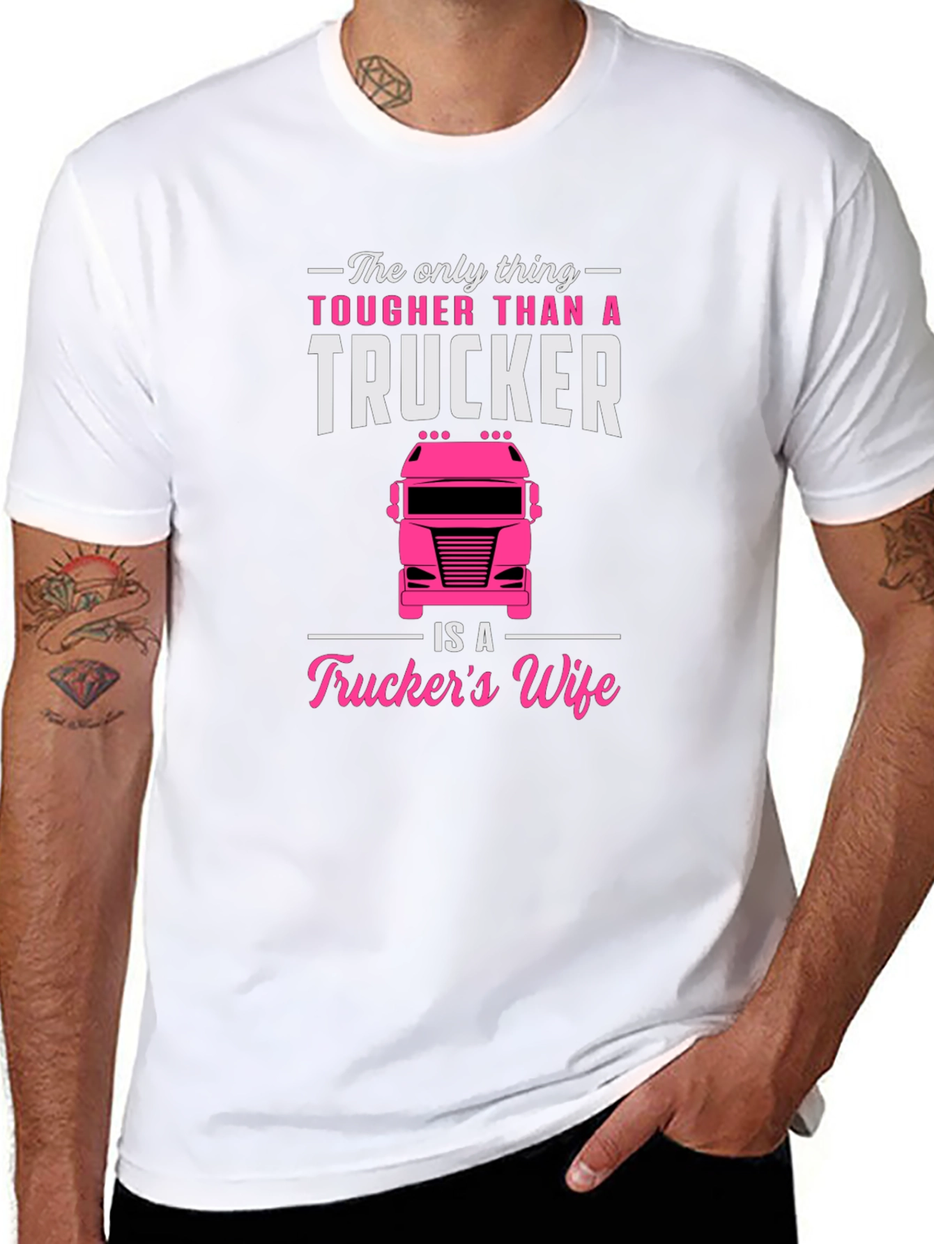 Camiseta Negra para Hombre - Truckers Wife