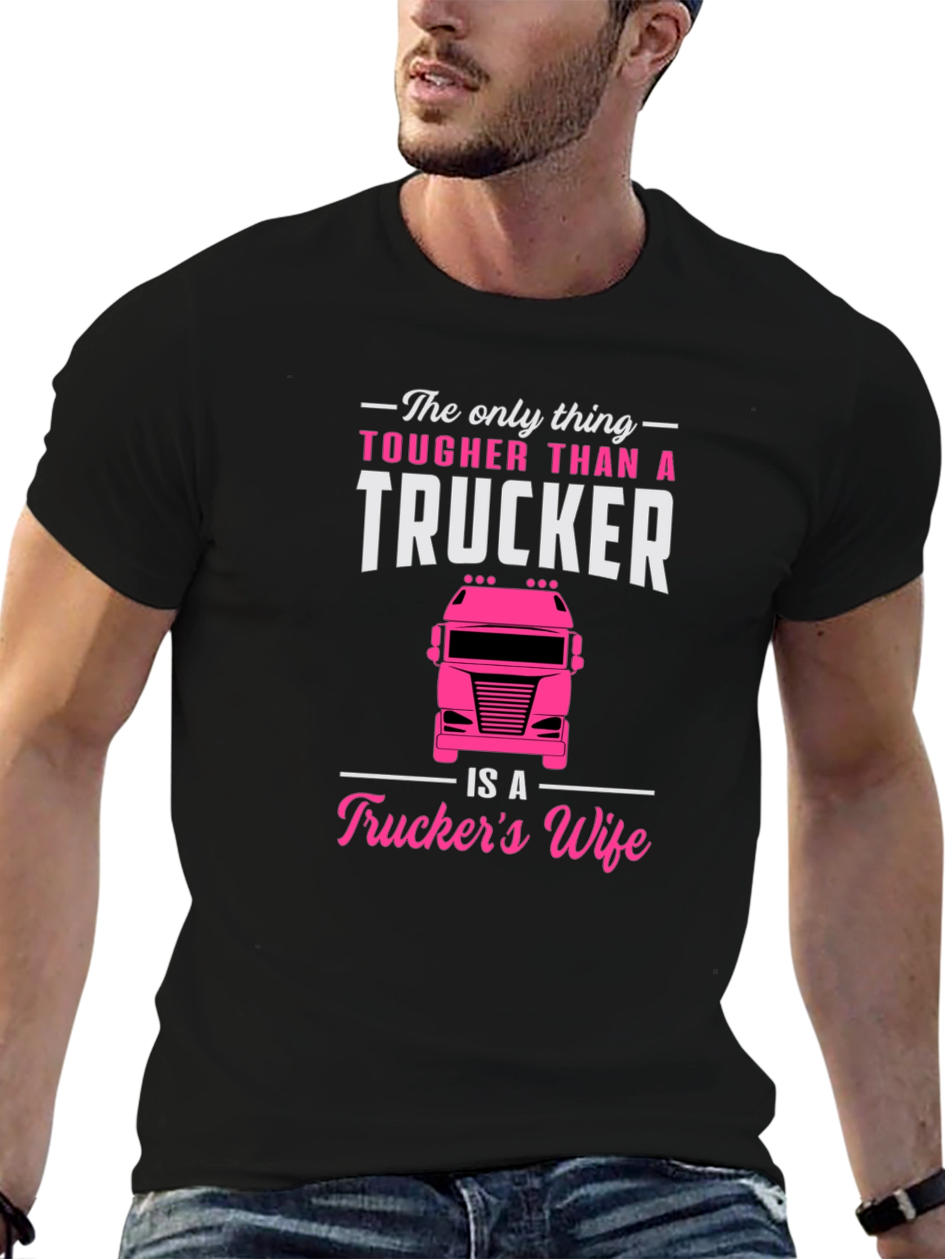 Camiseta Negra para Hombre - Truckers Wife