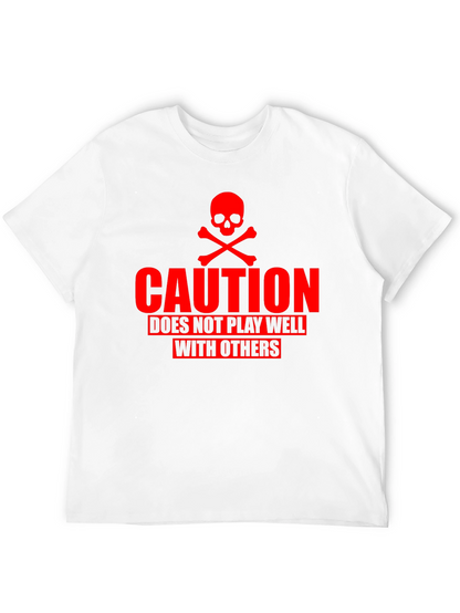 Camiseta Negra Caution Cráneo Rojo