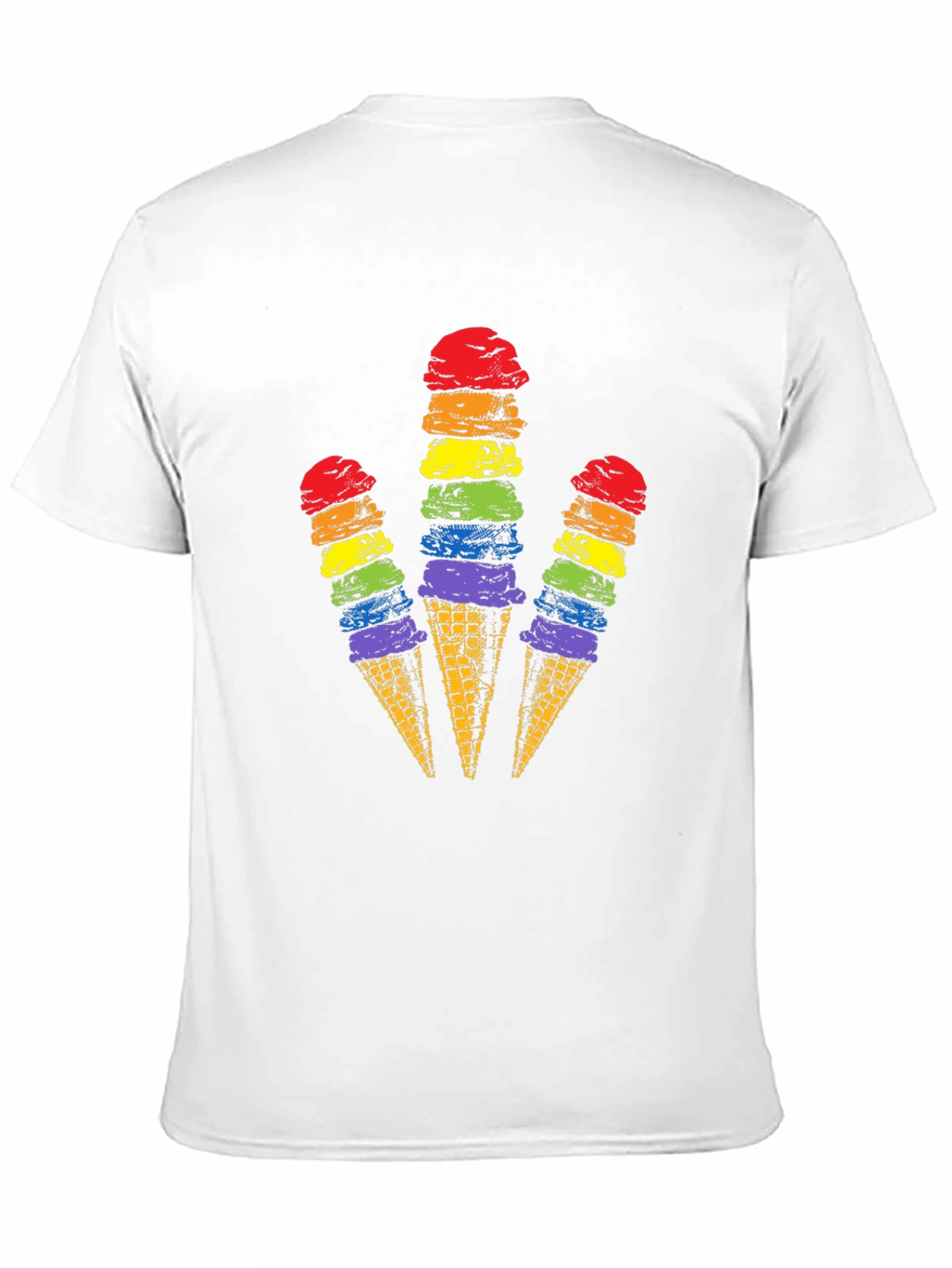 Camiseta Negra con Diseño de Helados Arcoíris