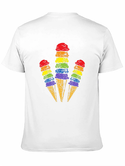 Camiseta Negra con Diseño de Helados Arcoíris